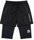Mens Black Dual Layer Activewear Shorts