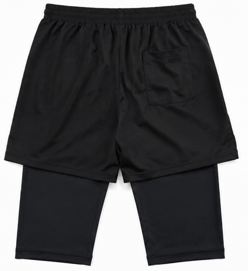 Mens Black Dual Layer Activewear Shorts